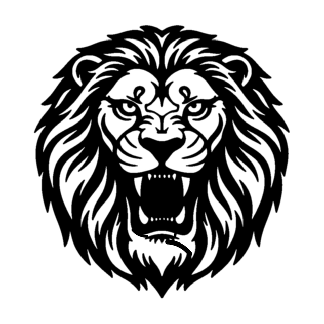 Stencil preview of Angery lion face for wall mounting